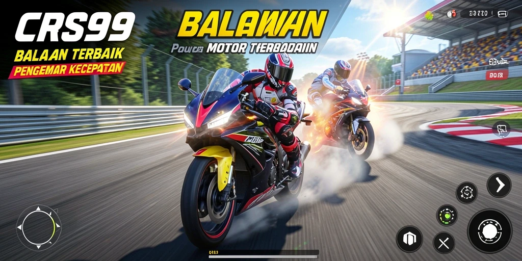 Screenshot game CRS99 menampilkan aksi balapan motor yang cepat dan mendebarkan.
