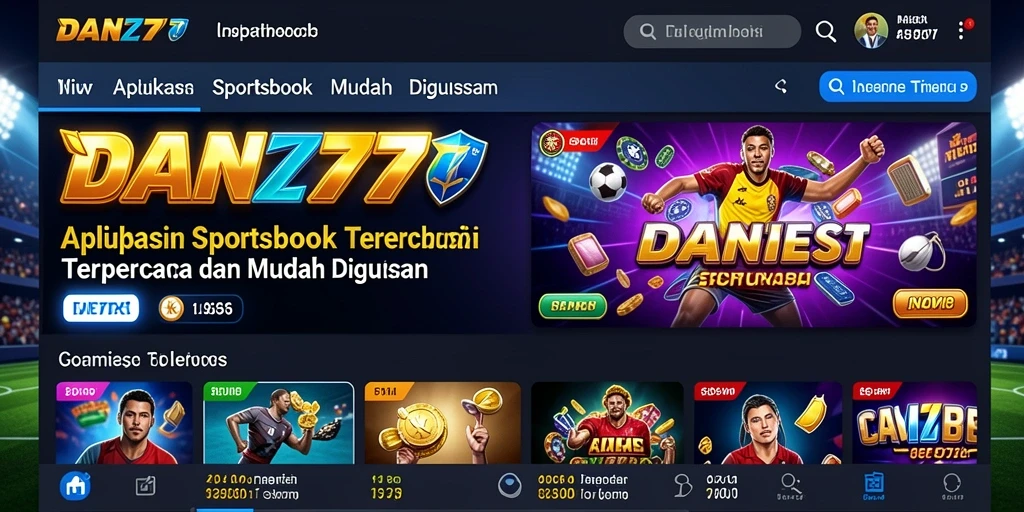 Tampilan dinamis aplikasi Sportsbook DAN777 dengan fitur taruhan langsung.
