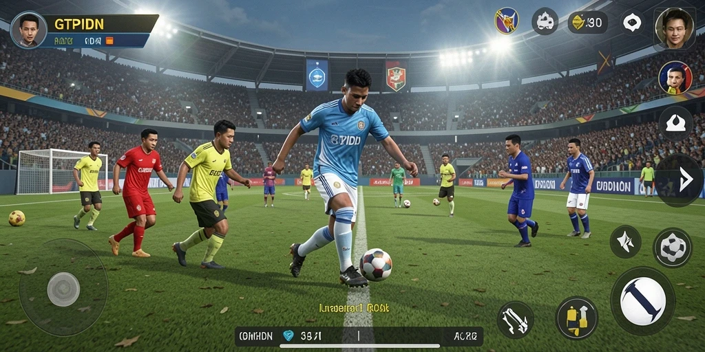 Gameplay seru dalam GTPIDN dengan aksi sepak bola nyata.