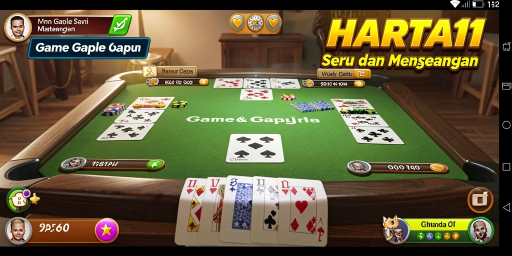 Tampilan gameplay HARTA11 yang seru dan interaktif saat bermain Gaple.