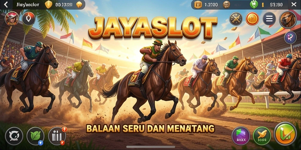 Tampilan gameplay seru dalam JAYASLOT dengan aksi balap yang mendebarkan.