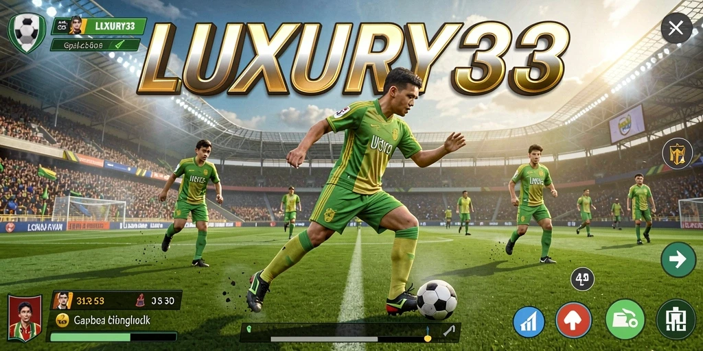 Tangkapan layar gameplay LUXURY333 yang menunjukkan aksi pertandingan sepak bola.