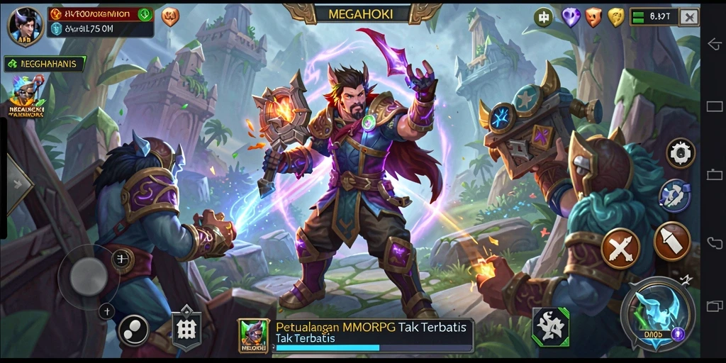 Screenshot gameplay <strong>MEGAHOKI</strong> yang memukau dengan aksi seru di dunia MMORPG.