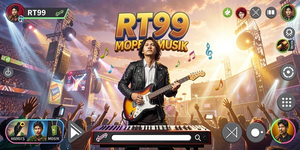 Tampilan permainan RT99 yang menampilkan interaksi musik yang menyenangkan.
