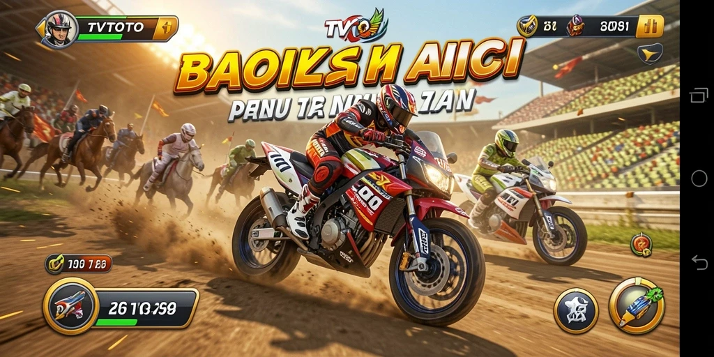 Tampilan gameplay balapan motor yang mendebarkan dan penuh aksi.